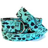 The Hipster Dog Collar by Big Paw Shop featuring a whimsical design on cotton fabric