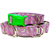 Unicorn Floaties Dog Collar by Big Paw Shop featuring a whimsical design on cotton fabric