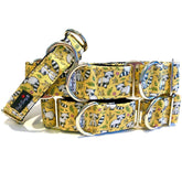 Raccoon Dog Collar by Big Paw Shop featuring a whimsical design on cotton fabric