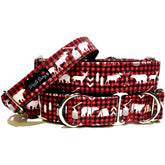 Buffalo Plaid Woodland Cabin Dog Collar by Big Paw Shop featuring a whimsical design on cotton fabric