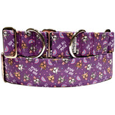 You Are Magic Purple Dog Collar by Big Paw Shop featuring a whimsical design on cotton fabric