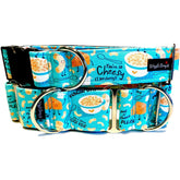 You're So Cheesy Dog Collar by Big Paw Shop featuring a whimsical design on cotton fabric