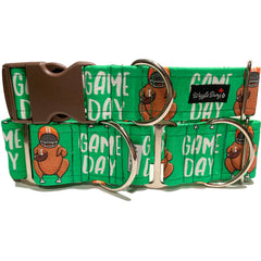 Game Day Dog Collar by Big Paw Shop featuring a whimsical design on cotton fabric
