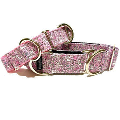 Unicorns Rainbows & Donuts Pink Dog Collar by Big Paw Shop featuring a whimsical design on cotton fabric