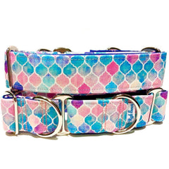 Mosaic Dog Collar by Big Paw Shop featuring a whimsical design on cotton fabric