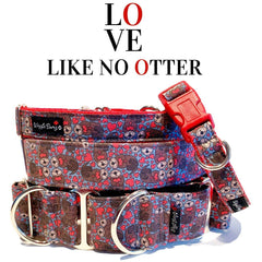 Love Like No Otter Dog Collar by Big Paw Shop featuring a whimsical design on cotton fabric