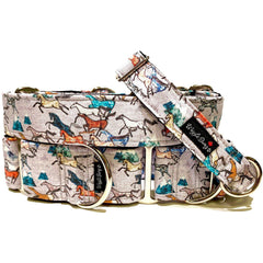 All The Wild Horses Dog Collar by Big Paw Shop featuring a whimsical design on cotton fabric