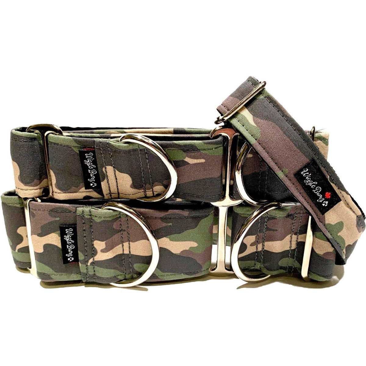 Army Camo Dog Collar by Big Paw Shop featuring a whimsical design on cotton fabric