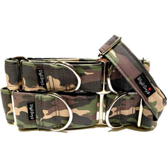 Army Camo Dog Collar by Big Paw Shop featuring a whimsical design on cotton fabric