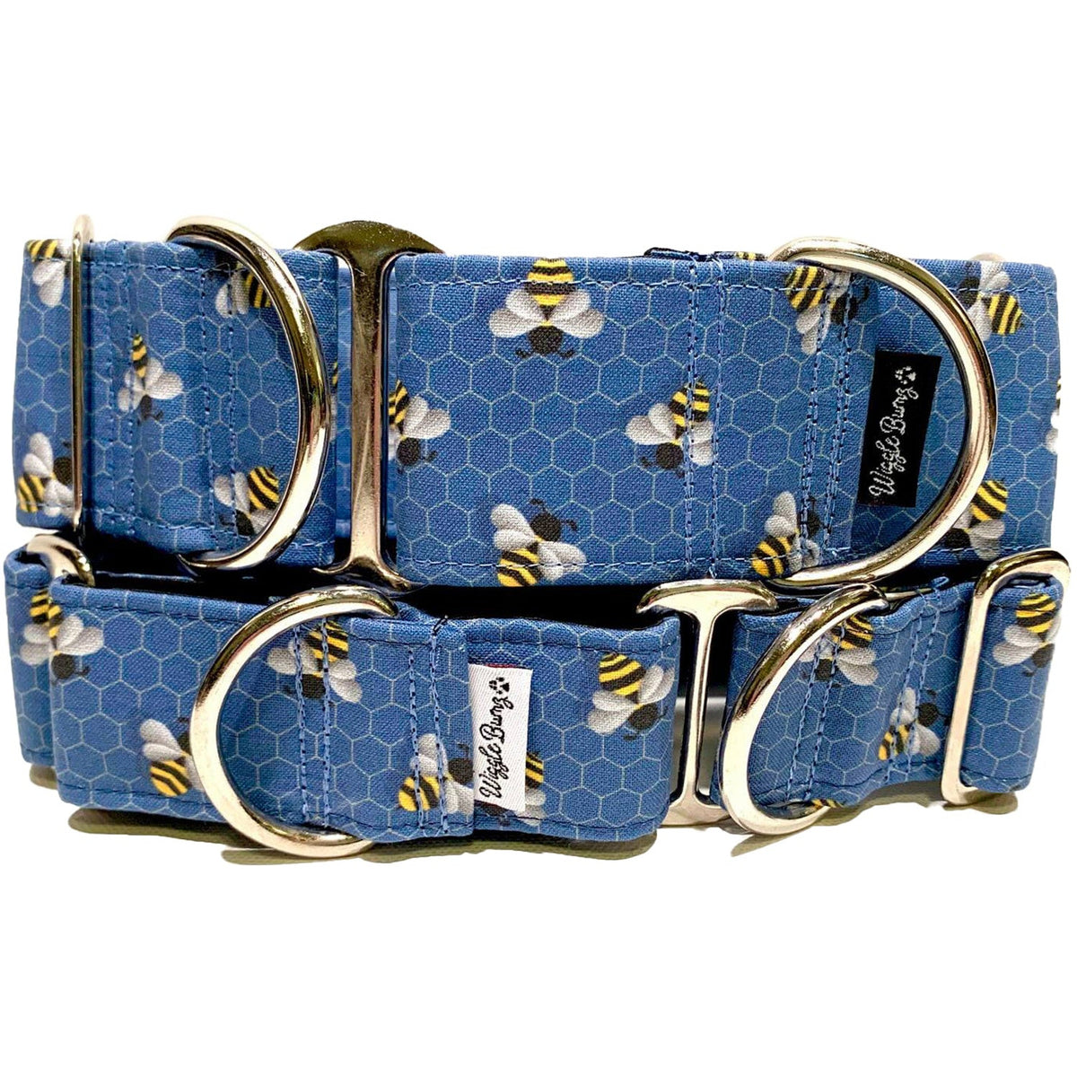 Beelieve it Dog Collar by Big Paw Shop featuring a whimsical design on cotton fabric