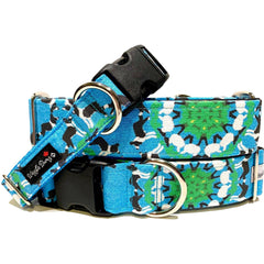 Border Patrol Dog Collar by Big Paw Shop featuring a whimsical design on cotton fabric