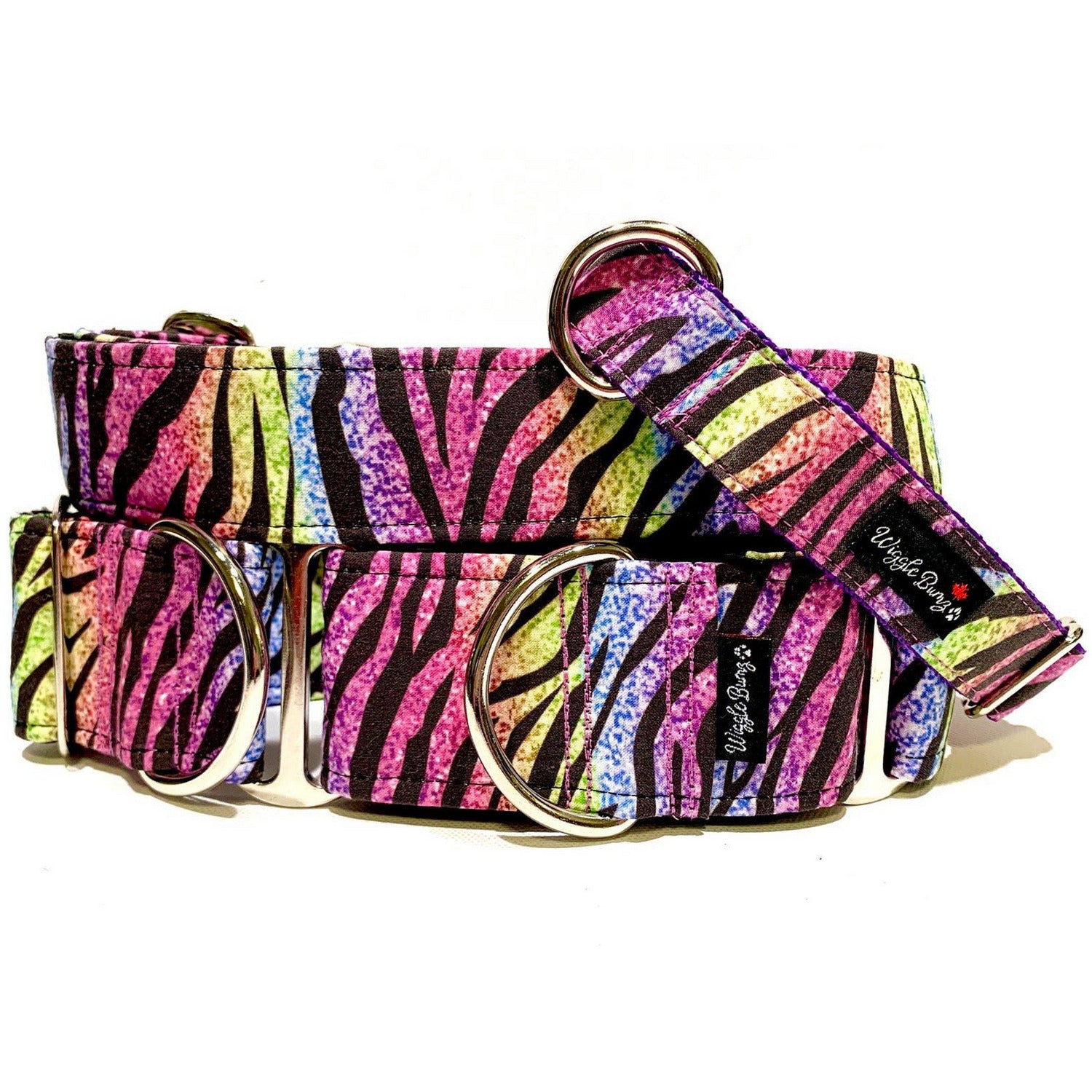 Girls Just Wanna Have Fun Dog Collar by Big Paw Shop featuring a whimsical design on cotton fabric