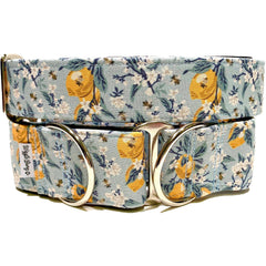 Lemons Dog Collar by Big Paw Shop featuring a whimsical design on cotton fabric