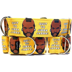 Quit Yo Jibba-Jabba Dog Collar by Big Paw Shop featuring a whimsical design on cotton fabric