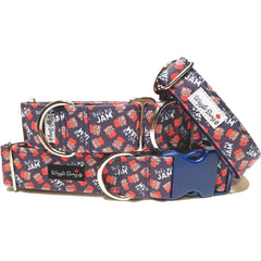 That's My Jam (Small Font) Dog Collar by Big Paw Shop featuring a whimsical design on cotton fabric