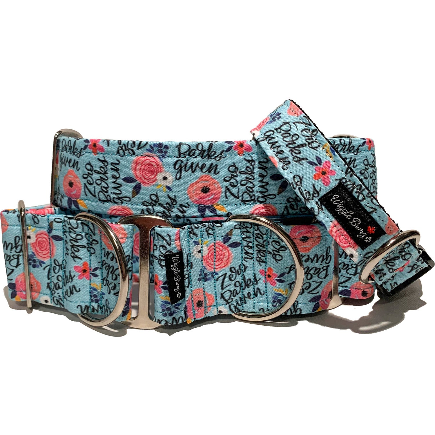 Zero Barks Given Dog Collar by Big Paw Shop featuring a whimsical design on cotton fabric